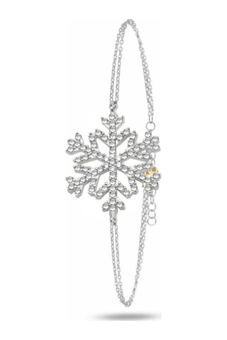 Diamond Seri Zirkon Taşlı Kar Tanesi Snowflake Gümüş Bileklik Gümüş