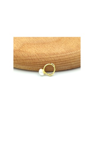 İnci Halka Gümüş Tragus Pıercıg - Rodyum Beyaz Beyaz