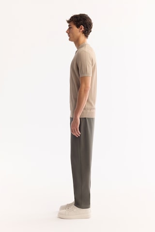 Avva Erkek Vizon Polo Yaka Fermuarlı Rayon Tüylenmeyen Çizgili Triko Regular Fit T-shirt A52y5010