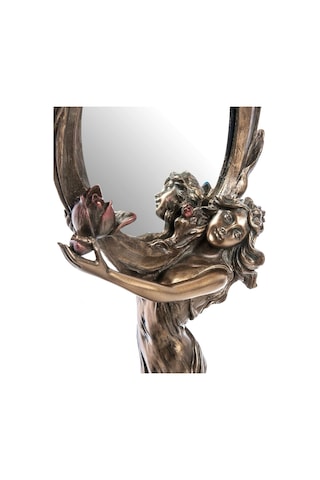 Art Nouveau Design Nilüfer Çiçekli Kadın Figürlü Masa Aynası