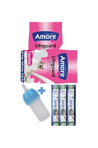 Amore Lifeguard Yavru Kedi Süt Tozu 2 x 240 G + Biberon + Ödül Sticks 3'lü