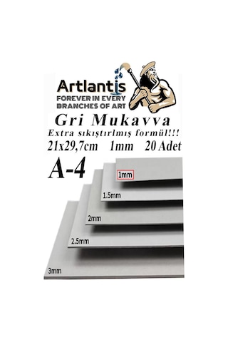 A4 Mukavva Gri 1.0mm 20 Adet 1 Paket 21x29,7 Cm A-4 Mukavva 1,0 Mm Kalınlığında A-4 Mukavva 1 Adet
