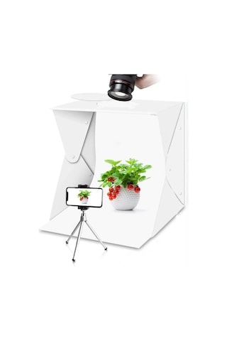 Katlanabilir Mini Fotoğraf Kutusu Işıklı Ürün Çekim Çadırı 40x40x40