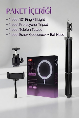 10 İnç Ring Light Tripod Selfie Işığı Telefon Tutucu Tiktok Youtube Makyaj Çekim Lambası 2.1 Mt