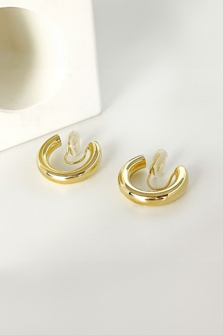 Chavin Gold Bijuteri Deliksiz Kulaklar İçin Geçirmeli Küpe Ev16sr Gold