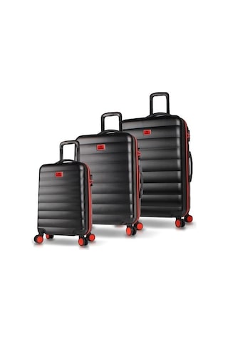 My Valiz Colors Abs Kabin Orta Ve Büyük Boy Siyah 3'lü Valiz Seti Çok Renkli