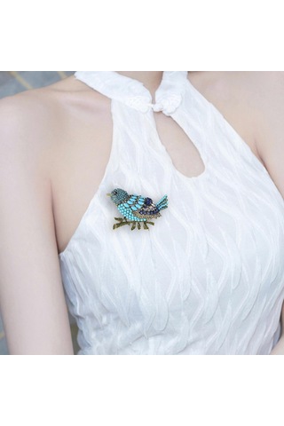 Homyl Düğün Giyim Bayanlar Için Rhinestone Broşlar Dekoratif Mavi