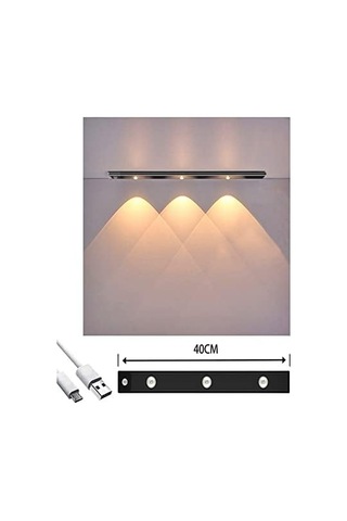 Sensörlü Şarjlı 3 Farklı Işık Renkli Dimmerli 40cm Siyah Cata Bella Ultra Slim Kabin Led Açık Lacivert