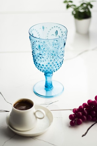 Akrilik Aquamarin Tekli Kadeh & Su Meşrubat Kahve Yanı Bardağı 450 Ml Cam Değildir Sarı