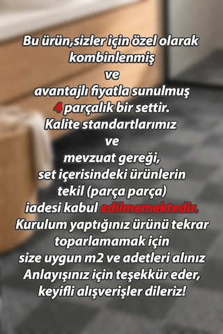 Porsima 0775 Antrasit Geçmeli Plastik Yer Karosu 4'lü Set Kaymaz Izgaralı Balkon, Banyo & Teras Zemin Karo 40x40 Cm