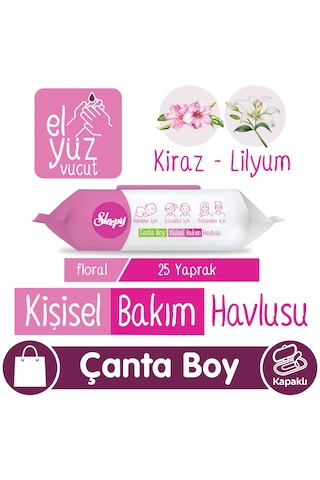 Sleepy Floral Kişisel Bakım Havlusu Çanta Boy 25 Yaprak Tekli