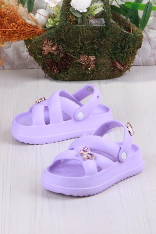 Fort Clx 6980 Plaj Deniz Havuz Terliği Hafif Rahat Esnek Kız Çocuk Terlik Mor