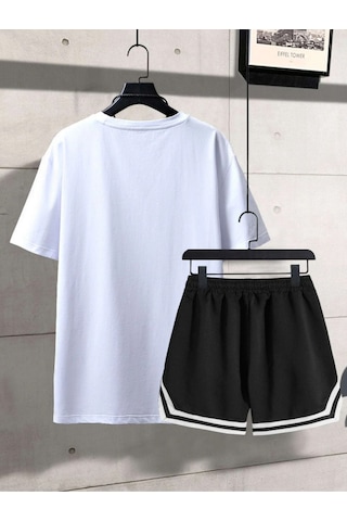 Altamira Erkek Beyaz Brooklyn 63 Baskılı Şort T-shirt Takım 001