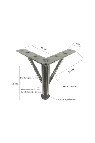4 Adet Firkete Ayak Metal 12 Cm Krom Mobilya Koltuk Ayağı