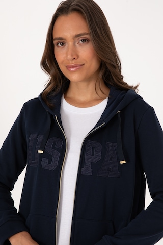 U.S. Polo Assn. Kadın Lacivert Uzun Fermuarlı Kapüşonlu Basic Sweatshirt 50307724-VR033