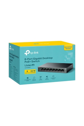 Ls108gp 8 Port Gıgabıt + Rj45 62w 250 Metre Poe Mesafe Metal Kasa