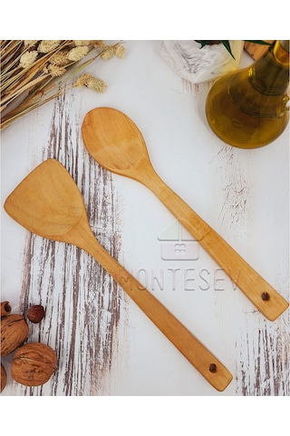 Ahşap Tahta Mutfak Kaşık Seti 2 Parça Kayın Şimşir Ağacı 2-6