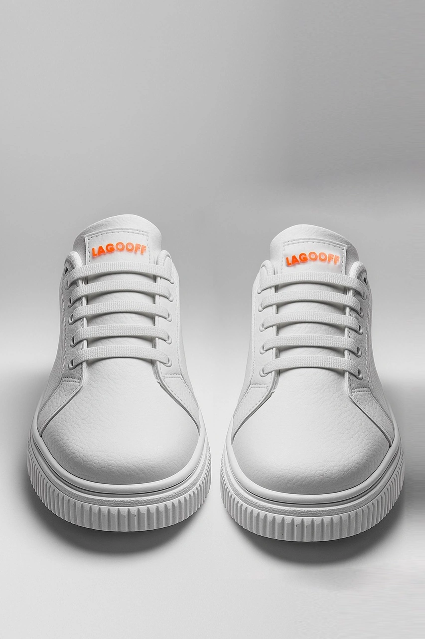 Erkek Spor Ayakkabı Rahat Yumuşak Taban Kaymaz Günlük Bağcıklı Sneaker Lgf07 Beyaz