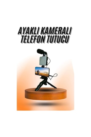 Telefon - 113 - Tutucu Mini Mikrofonlu Tripod Vlog - Csmo-tex - Çekim Video