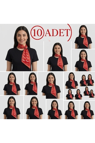 Mavi Masal 10 Adet Ay Yıldızlı Türk Bayraklı Fular Seti -kırmızı Beyaz Tören Ve Okul Gösteri Fuları Toplu Alım Kadın / Çocuk Boyun Fuları