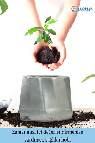 Saksı Çiçek Kaktüs Saksısı Lüx 15 Cm Kalın Çizgili Desen Saksı Çiçeklik - Gümüş Eskitme