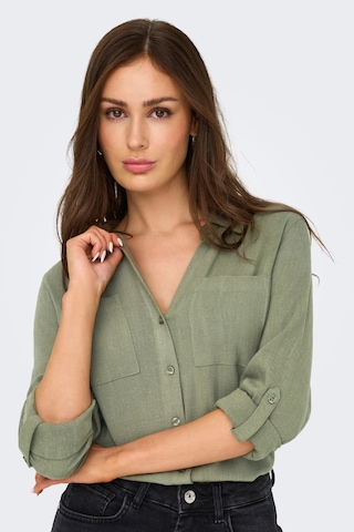 Only Onlyasmin Keten Karışımlı Regular Fit Klasik Yaka Gömlek Bayan Gömlek 15349102 Haki