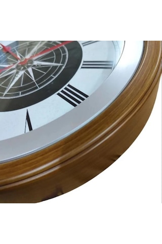 Seiko Qxa844b Kahverengi Renkli Plastik Kasa Pusula Kadranlı Quartz Mekanizmalı Duvar Saati Çok Renkli