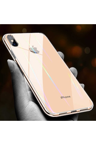 Apple Uyumlu iPhone X Kılıf Zore Rainbow Kapak Renksiz