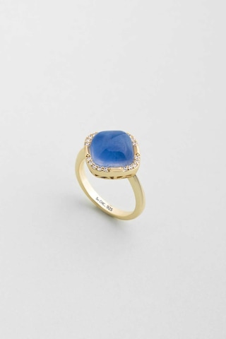 Safir Zarafeti 18 Ayar Sarı Altın Kaplama Gümüş Tasarım Yüzük Sarı