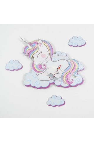Sevimli Unicorn Çocuk Odası Ahşap Duvar Saati Elf-2312026 Diğer