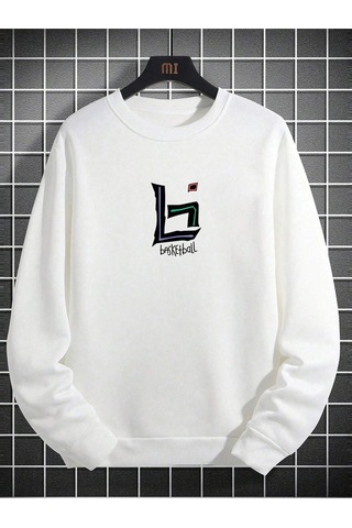 Adrift Coko Serisi Basketball And Slogan Graphic Sweatshirt Beyaz