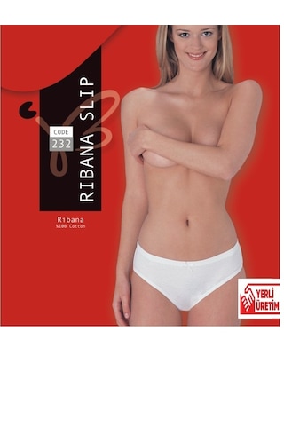 Beyaz Ribana Slip % 100 Pamuklu Slip 3 Lü Paket 232-3b Beyaz
