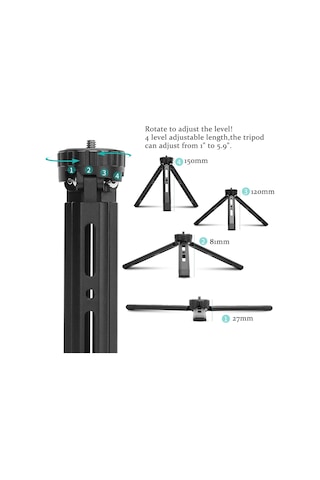 Alüminyum Mini Tripod, Zhiyun Smooth Q/4, Crane Plus/2, Osmo Mobile, Ronin-s, Vimble 2, Gimbal Sap Kavrama Sabitleyici