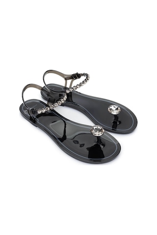 Menghi Kadın Pvc Siyah Parmak Arası Sandalet 774 828e Bn Sndlt Y25 Black Siyah