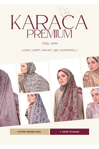 Premium Lux Original Etnik Desen Şal Vual İpek, 1. Sınıf, Hafif, Rahat, Şık, Tesettür Giyim Mavi - Lacivert