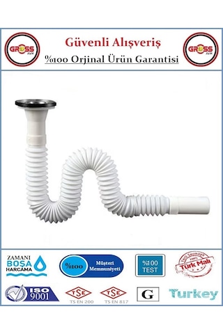 Lavabo Gider Sifonu Körüklü - Uzun Beyaz