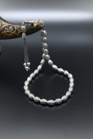 Erkek 925 Ayar Gümüş Kalem Işçilikli Oksitli Tesbih Orta Boy -22 Gr- 901352 Gümüş