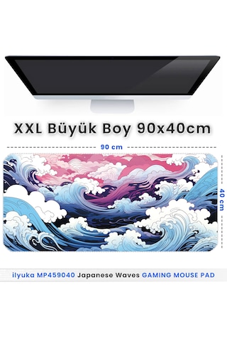 İlyuka Mousepad 90x40cm Büyük Boy Xxl Mp459040 Japanese Waves