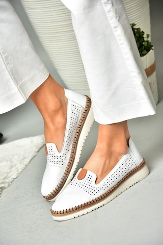 Fox Shoes P555500103 Beyaz Hakiki Deri Kadın Ayakkabı 001