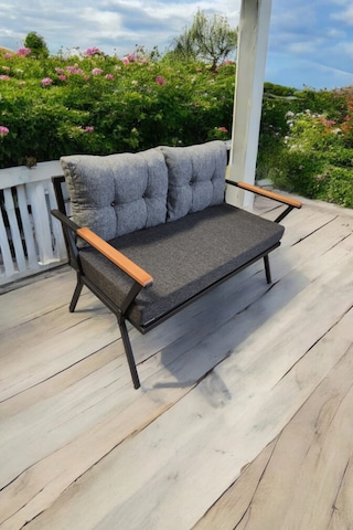 Pilocca Tekli Bahçe Balkon Mobilyası 2'li 60x120cm Antrasit Gri