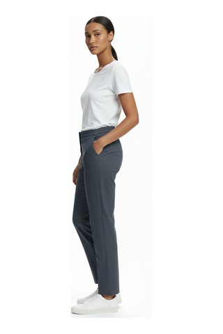 Ekol Minimalist Kadın Pantolon - Yüksek Bel Slim Fit Midi Lacivert