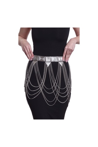 Labalaba Kadın Antik Gümüş Kaplama Geometrik Parçalı Tasarım Bohem Kemer Gümüş