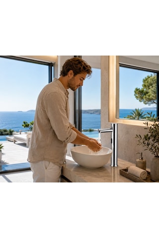 Smart Çanak Tek Su Fotoselli Krom Lavabo Bataryası Acar 01.02.800 Altın