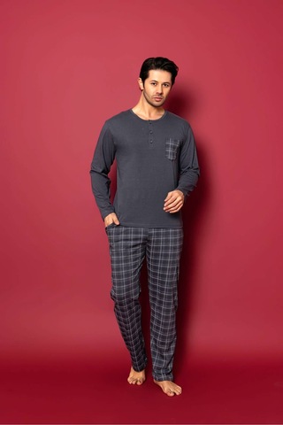 Redline Erkek Uzun Kol Pijama Takımı Yeni Sezon 6719 Gri