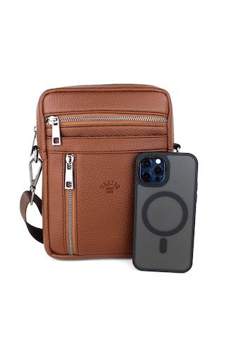 Erkek Taba Askılı Postacı Çanta Omuz Çantası Taba