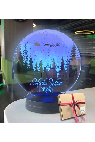 Yeni Yıla Özel Oval Uçan Geyikler Kişiye Özel Yazılı 3d Led Gece