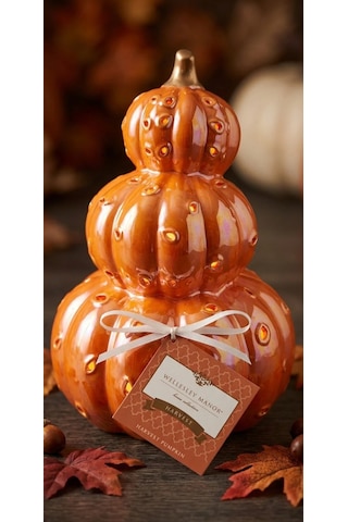 Wellesley Manor Harvest Pumpkin Kokulu Dekoratif El Boyama Seramik Balkabağı .