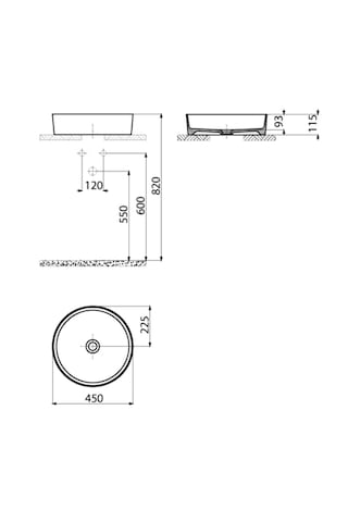 Creavit LP145-00KK Loop Yuvarlak Çanak Lavabo Kömür Karası 45 CM