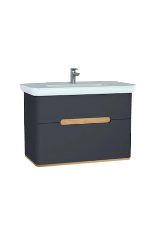 VitrA Sento 100Cm Antrasit Banyo Dolabı Alt Modül Ve Lavabo 60838 Çok Renkli
