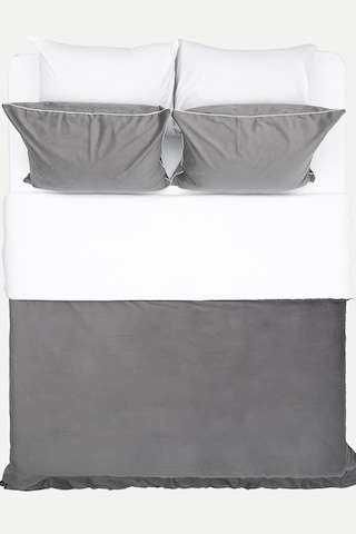Koza Home Linda Antrasit Kadife Çift Kişilik Nevresim Takımı 200x220 4 Yast Antrasit